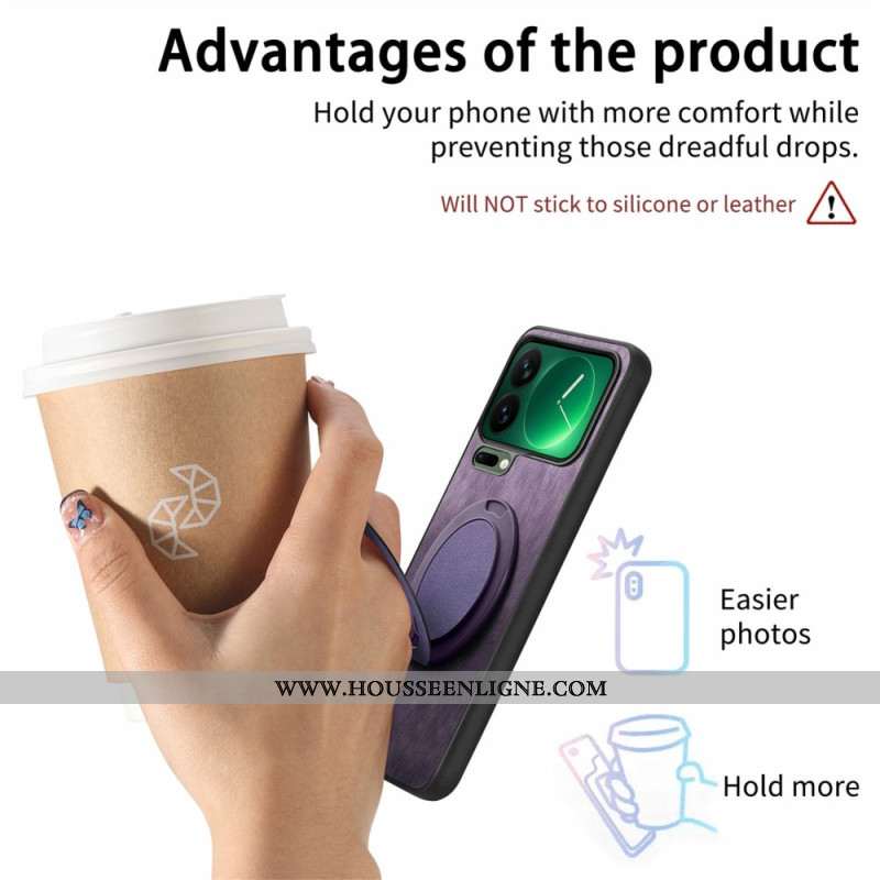 Coque Xiaomi 17 Pro Max Support Rotatif et Texture Cuir Rétro