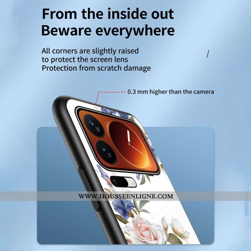 Coque Xiaomi 17 Pro Max Verre Trempé Motif Floral