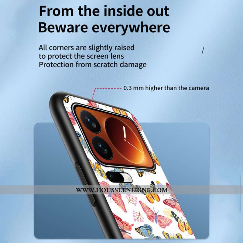 Coque Xiaomi 17 Pro Max Verre Trempé Motif Papillon