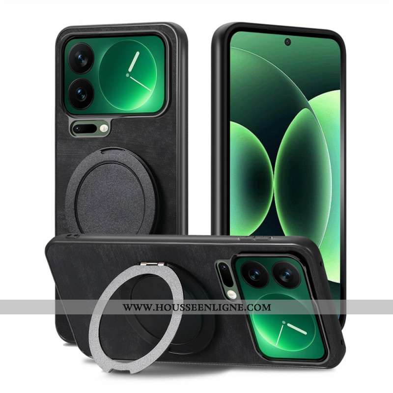 Coque Xiaomi 17 Pro Support Rotatif et Texture Cuir Rétro