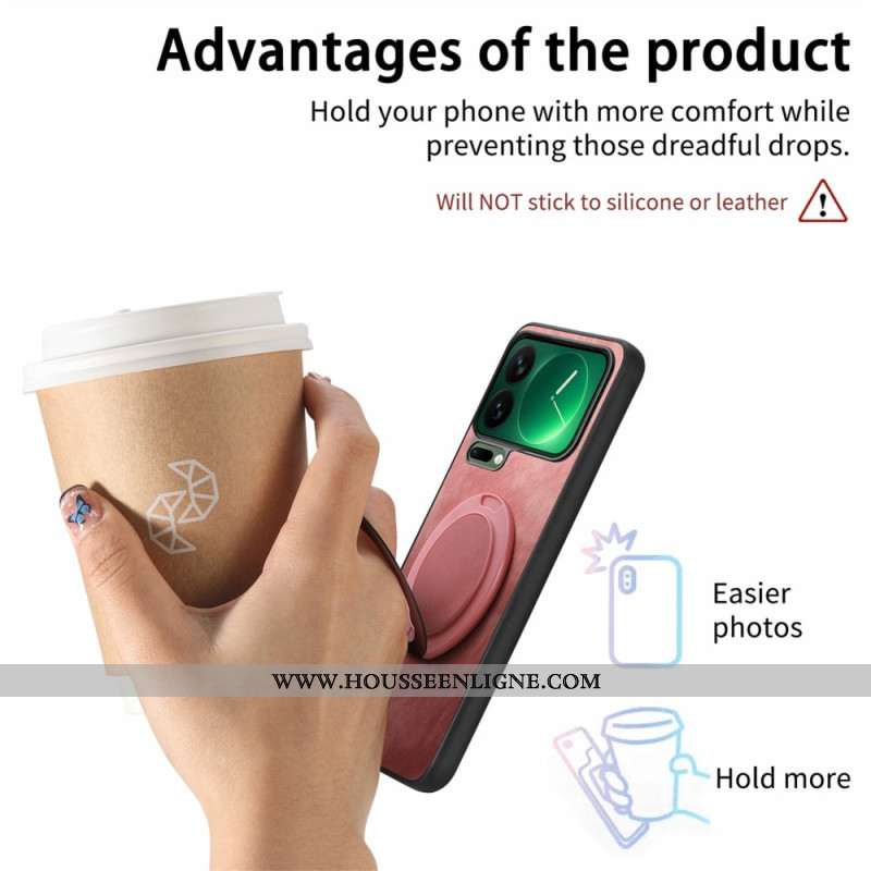 Coque Xiaomi 17 Pro Support Rotatif et Texture Cuir Rétro