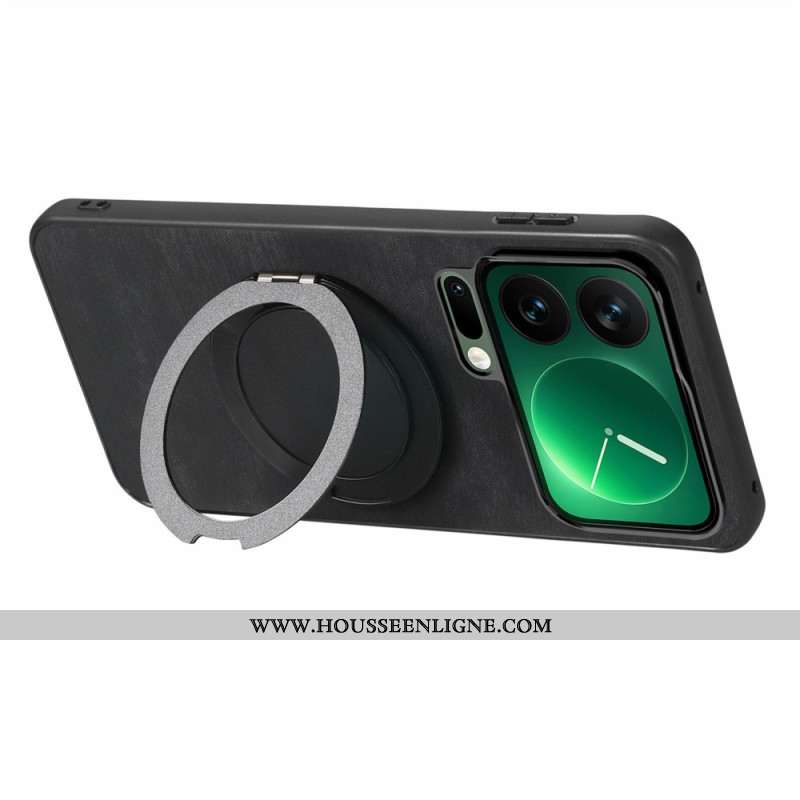 Coque Xiaomi 17 Pro Support Rotatif et Texture Cuir Rétro