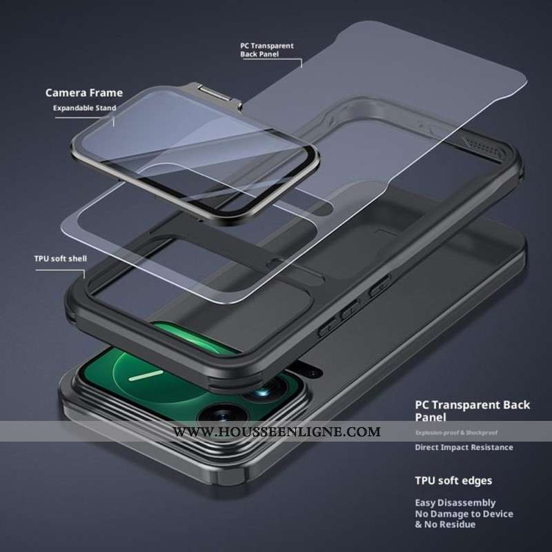 Coque Xiaomi 17 Pro Transparente Support Intégré et Protection Caméra