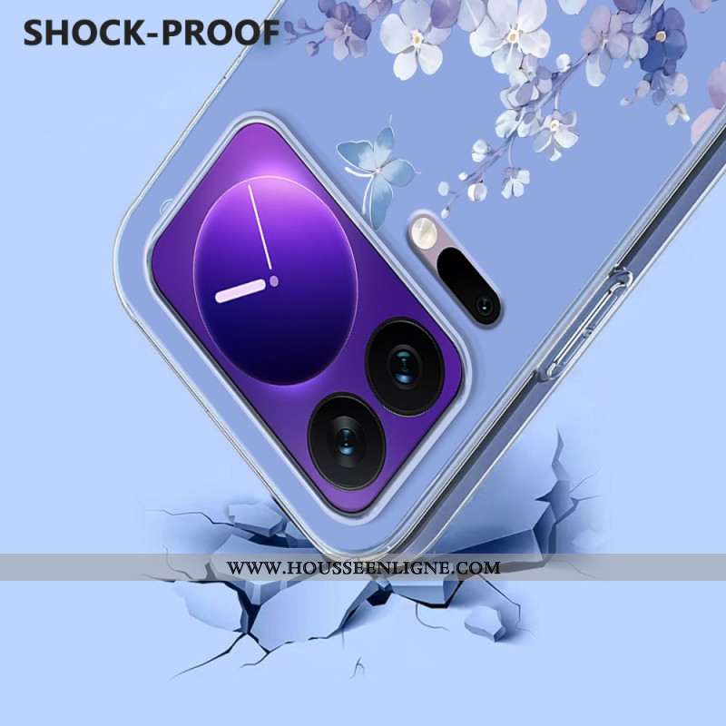 Coque Xiaomi 17 Pro Transparentes Papillons et Fleurs