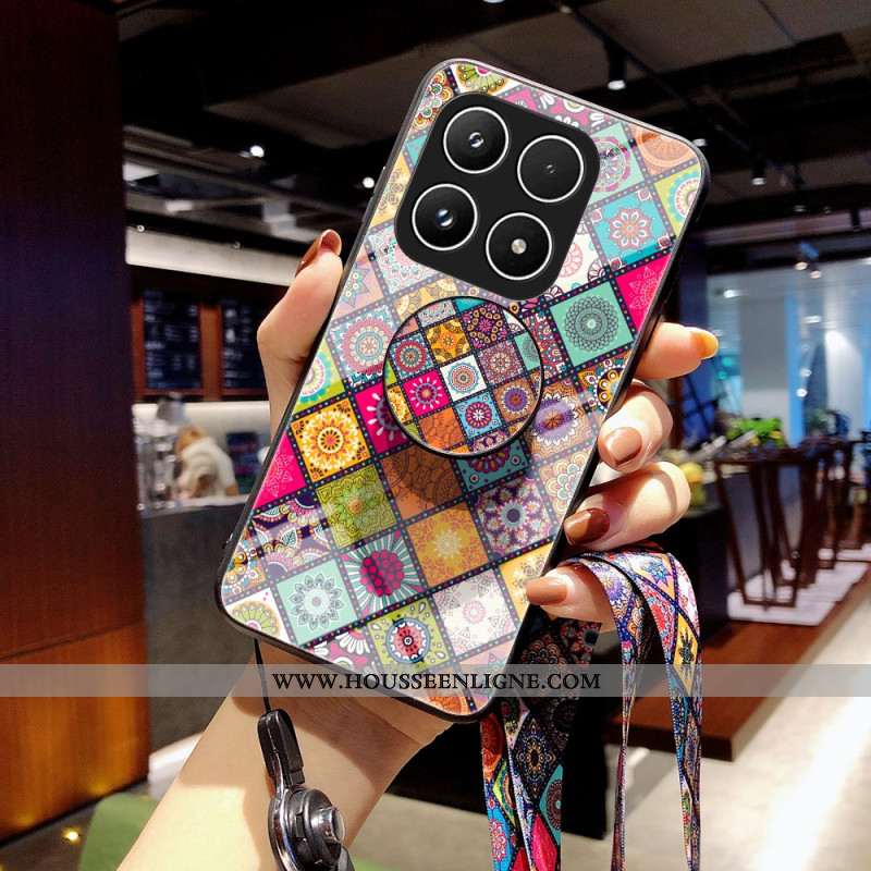 Coque Xiaomi 17 Support Patchwork à Lanière