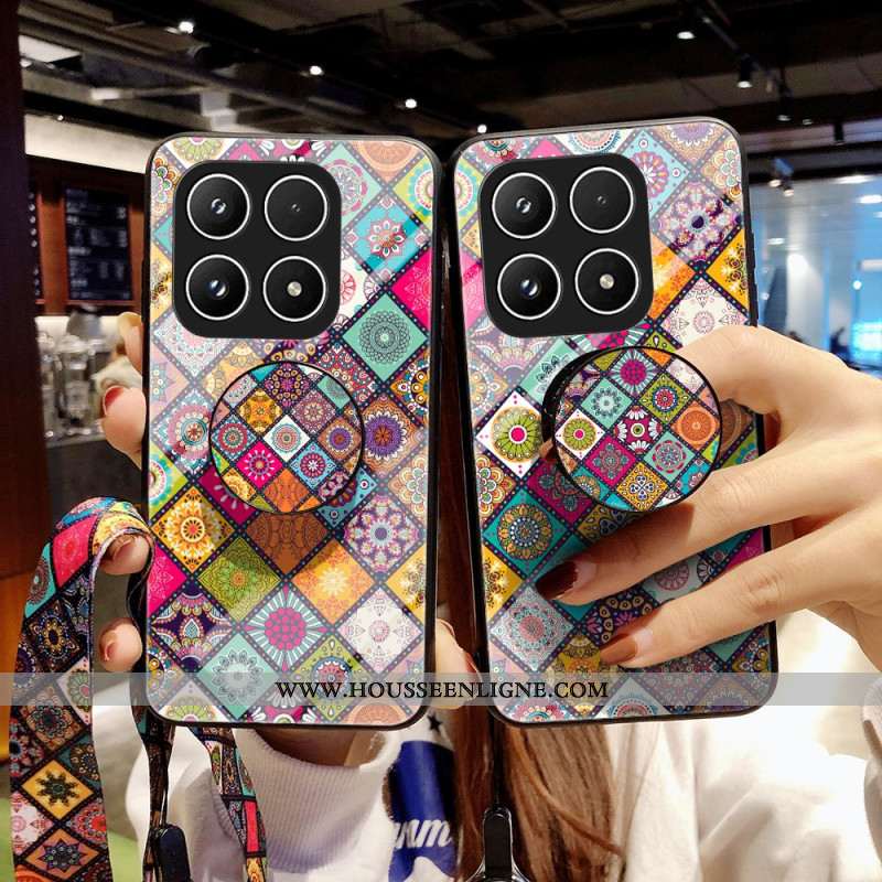 Coque Xiaomi 17 Support Patchwork à Lanière