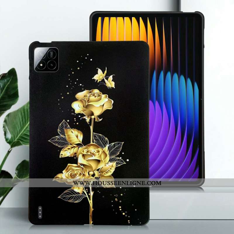 Coque Xiaomi Pad 7 / Pad 7 Pro Roses Dorées et Papillons