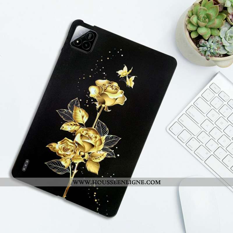 Coque Xiaomi Pad 7 / Pad 7 Pro Roses Dorées et Papillons