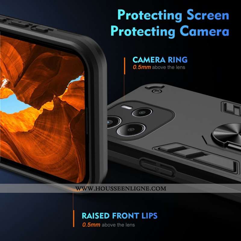 Coque Xiaomi Redmi Note 14 4G Hybride avec Anneau-Support