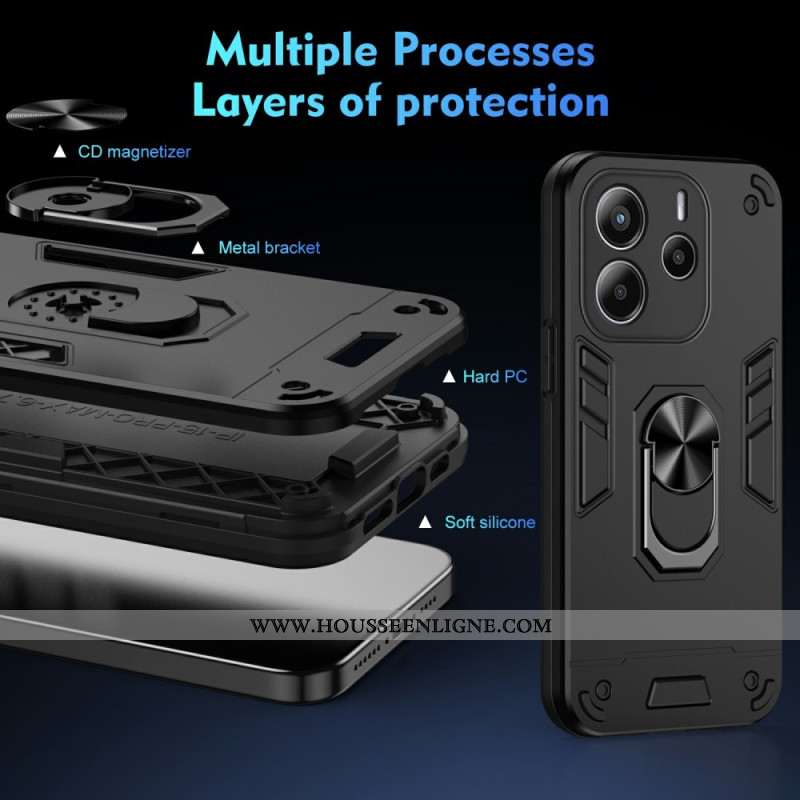 Coque Xiaomi Redmi Note 14 4G Hybride avec Anneau-Support
