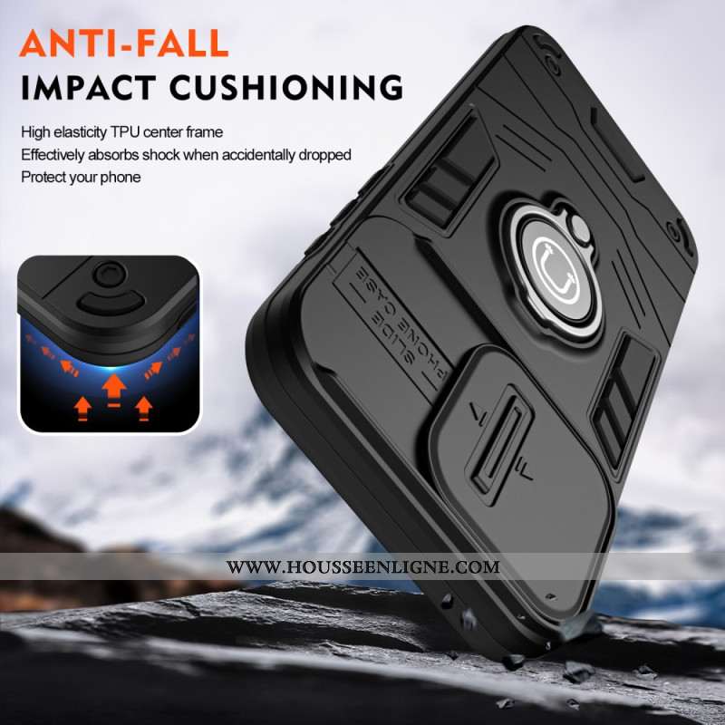 Coque Xiaomi Redmi Note 14 4G Protège-Caméra Coulissant et Support