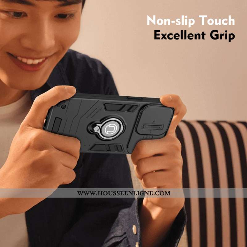 Coque Xiaomi Redmi Note 14 4G Protège-Caméra Coulissant et Support