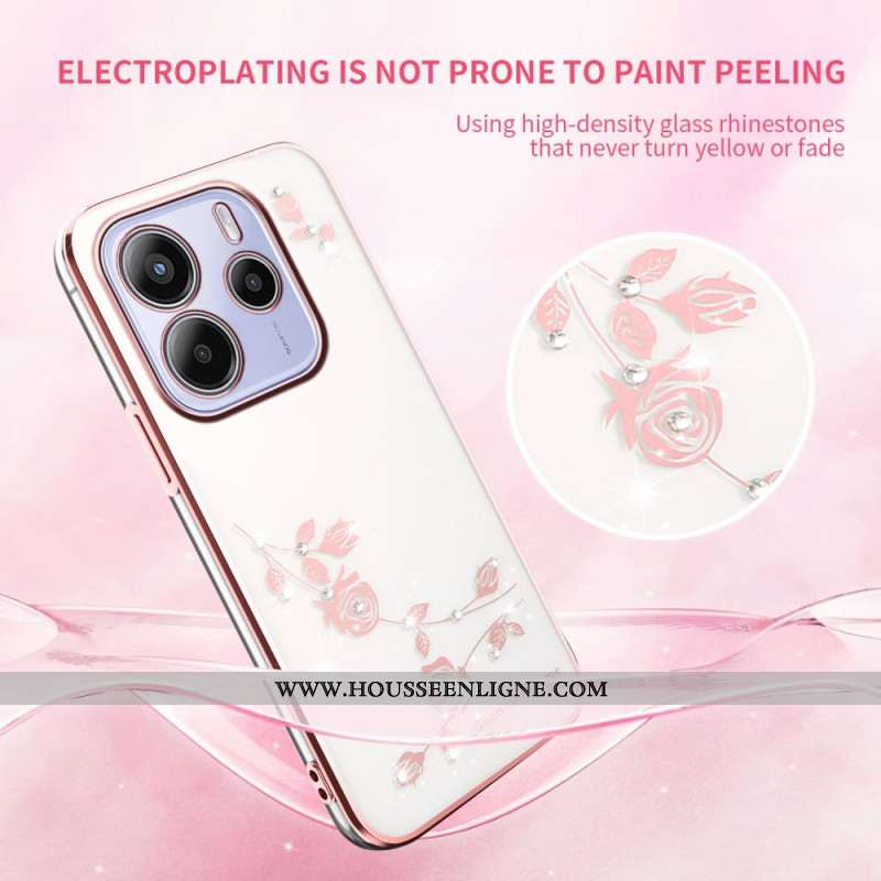 Coque Xiaomi Redmi Note 14 4G Strass et Fleurs