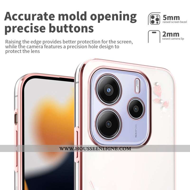 Coque Xiaomi Redmi Note 14 4G Strass et Fleurs