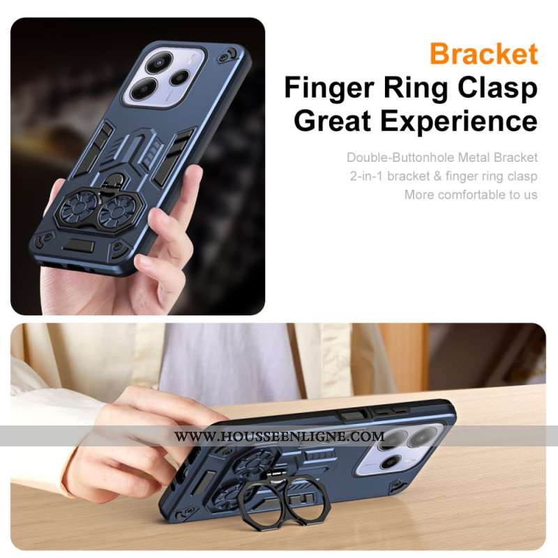Coque Xiaomi Redmi Note 14 5G Anneau-Support Effet Métal