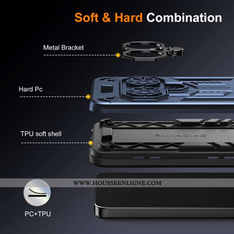 Coque Xiaomi Redmi Note 14 5G Anneau-Support Effet Métal