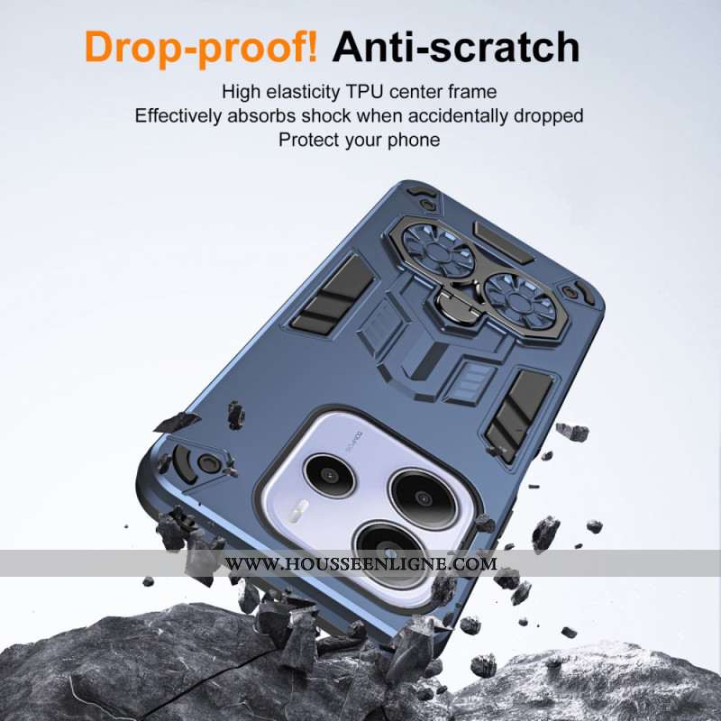 Coque Xiaomi Redmi Note 14 5G Anneau-Support Effet Métal