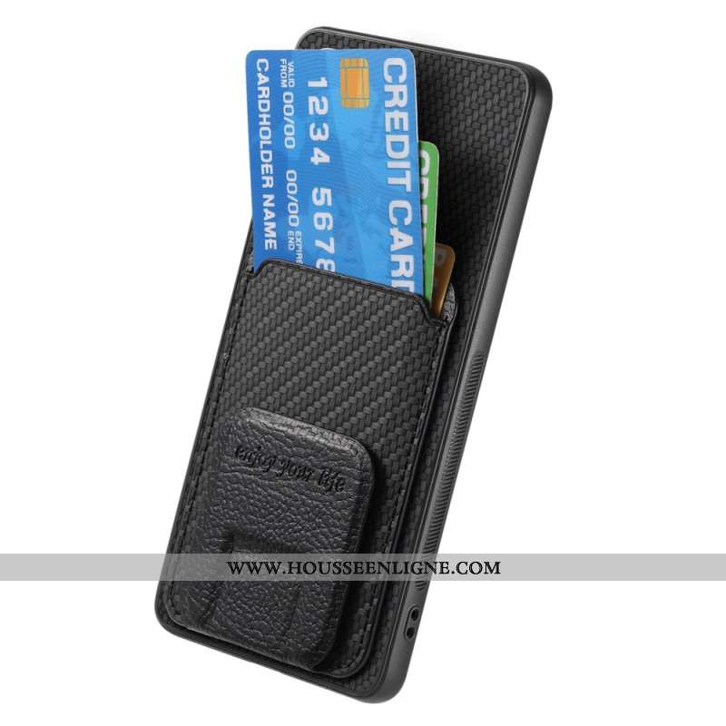 Coque Xiaomi Redmi Note 14 5G Porte-Cartes Texture Fibre Carbone