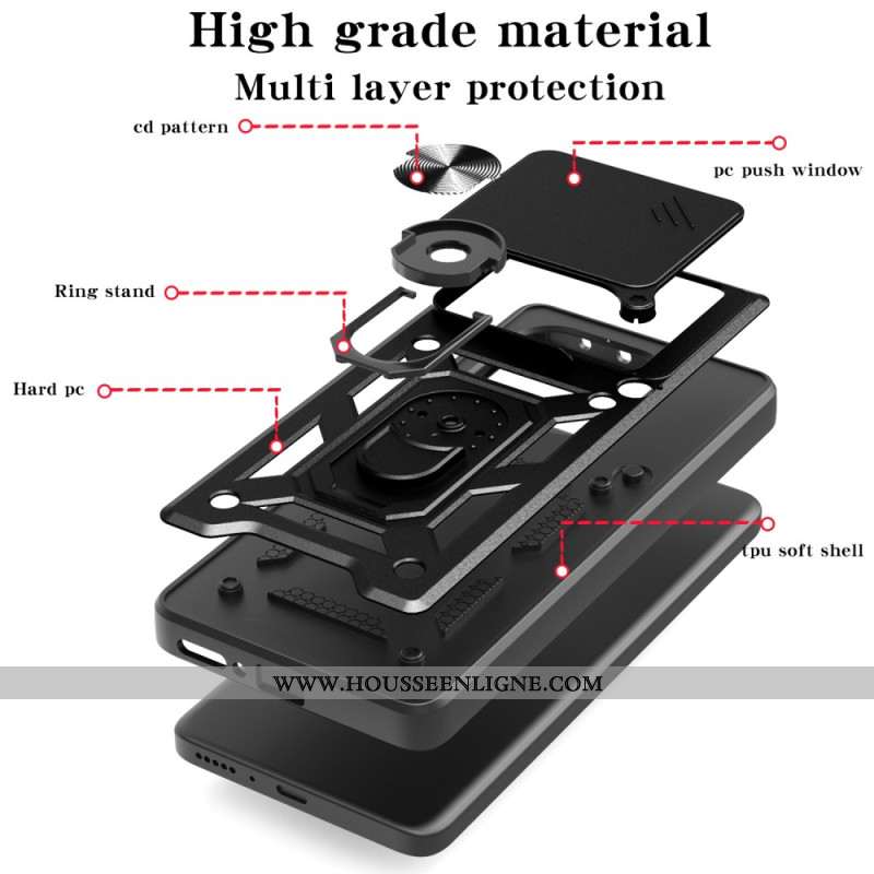 Coque Xiaomi Redmi Note 14 5G Protection Caméra Coulissante et Support