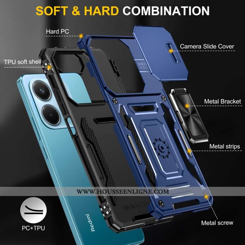Coque Xiaomi Redmi Note 14 5G Ultra Résistante avec Support et Protecteur Objectif