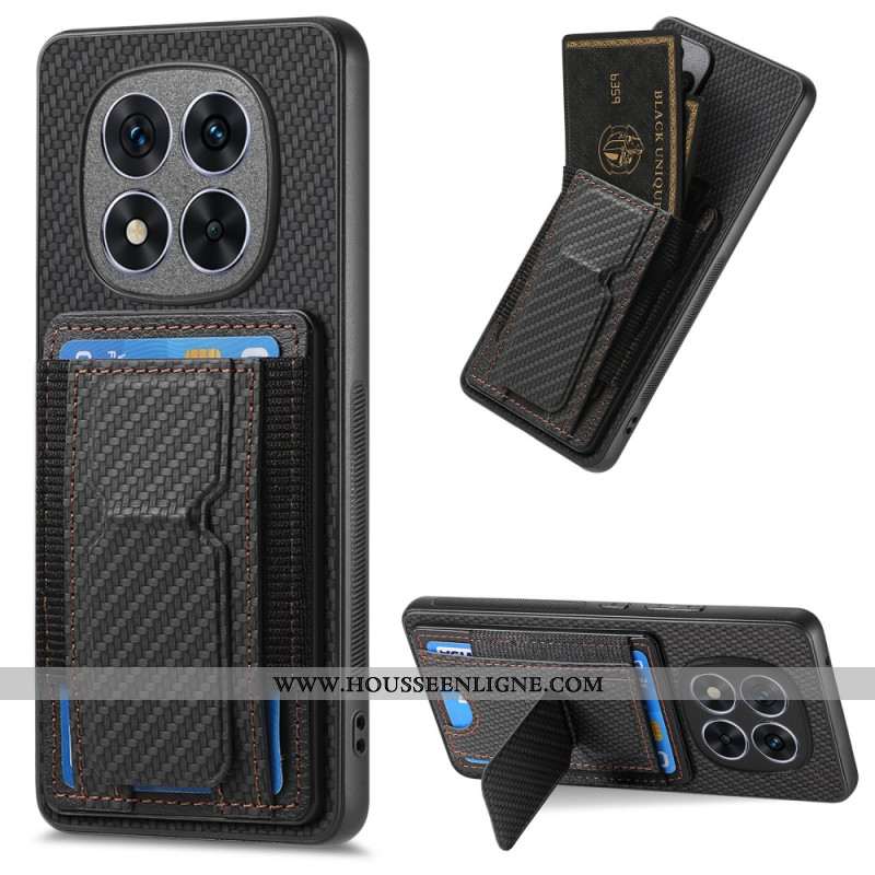 Coque Xiaomi Redmi Note 14 Pro 5G / Poco X7 Fibre Carbone Support et Porte-cartes