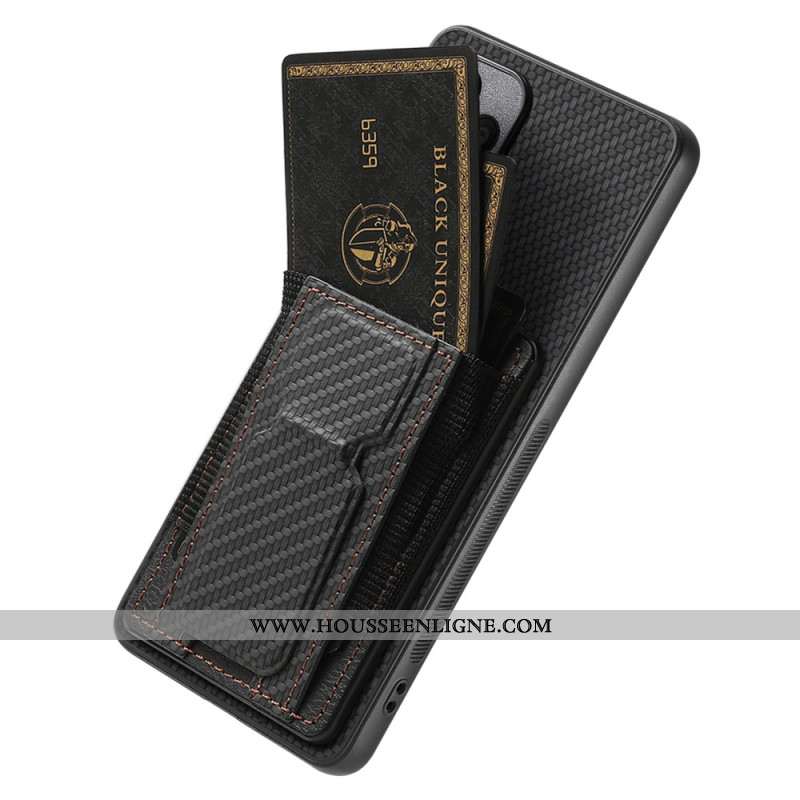 Coque Xiaomi Redmi Note 14 Pro 5G / Poco X7 Fibre Carbone Support et Porte-cartes