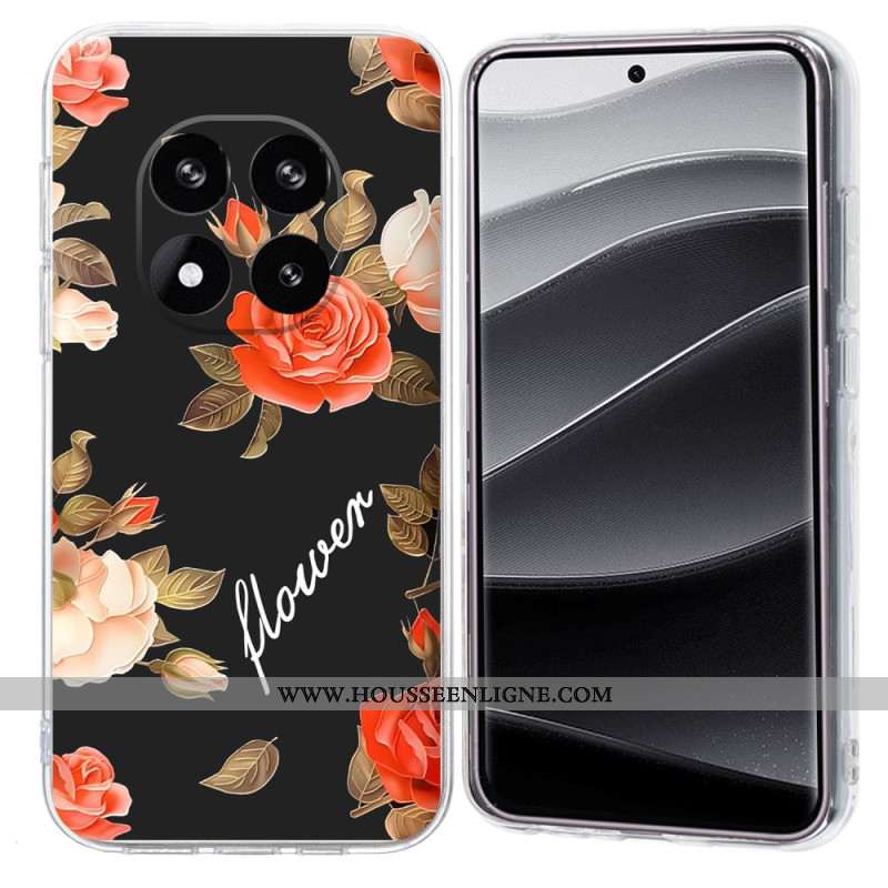 Coque Xiaomi Redmi Note 14 Pro 5G / Poco X7 Fleurs sur Fond Noir