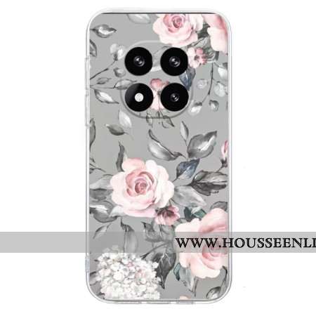 Coque Xiaomi Redmi Note 14 Pro 5G / Poco X7 Motif Floral sur Fond Gris