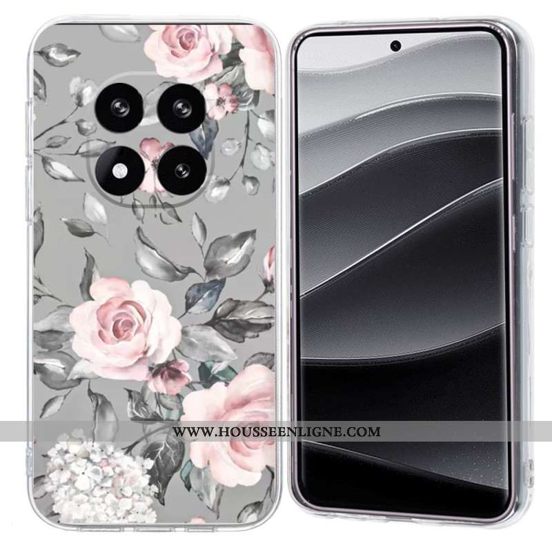 Coque Xiaomi Redmi Note 14 Pro 5G / Poco X7 Motif Floral sur Fond Gris