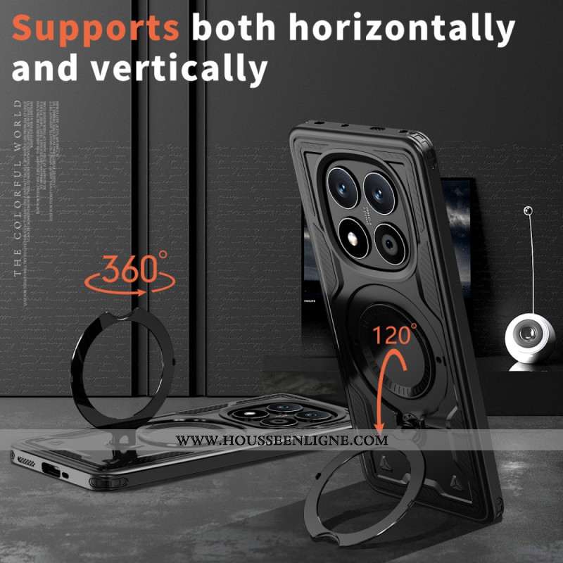 Coque Xiaomi Redmi Note 14 Pro 5G / Poco X7 Support Rotatif à et Compatibilité MagSafe,