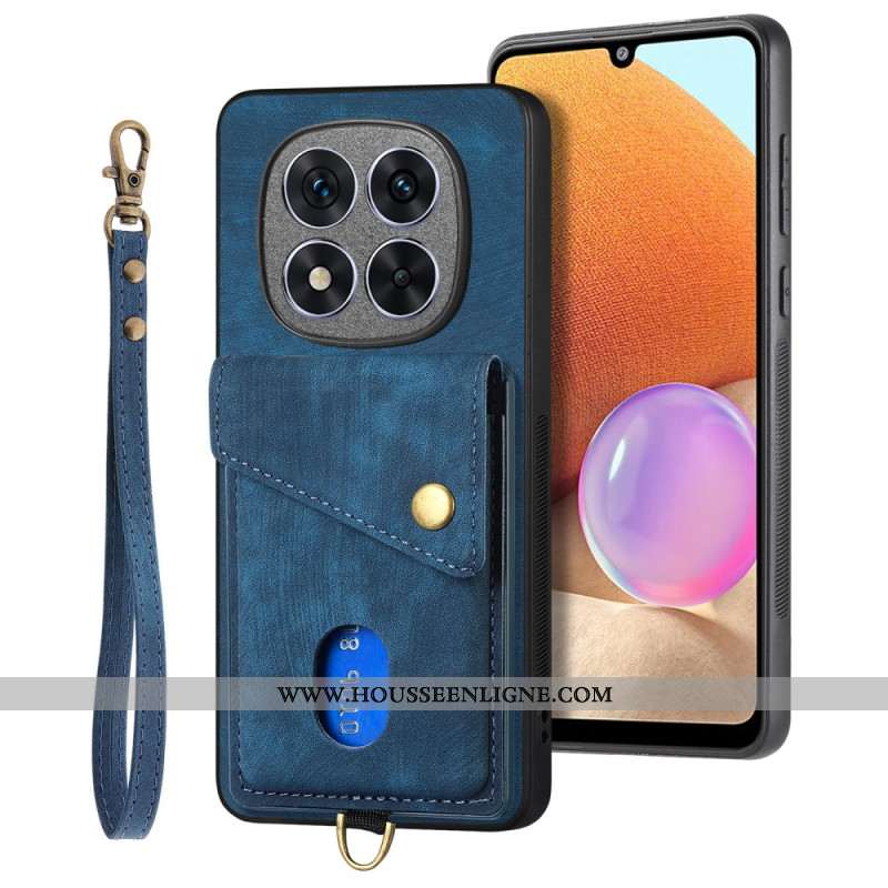 Coque Xiaomi Redmi Note 14 Pro 5G / Poco X7Effet Cuir Porte-cartes et Lanière