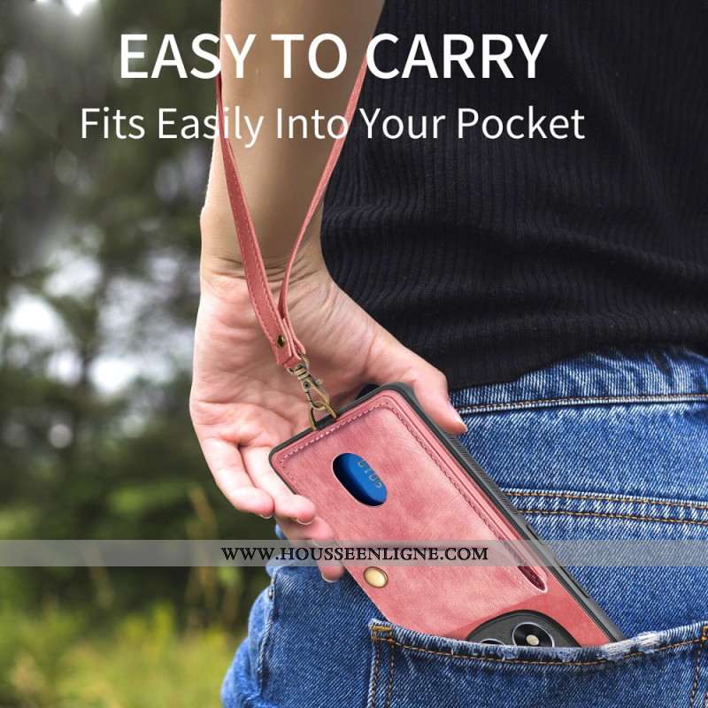 Coque Xiaomi Redmi Note 14 Pro 5G / Poco X7Effet Cuir Porte-cartes et Lanière