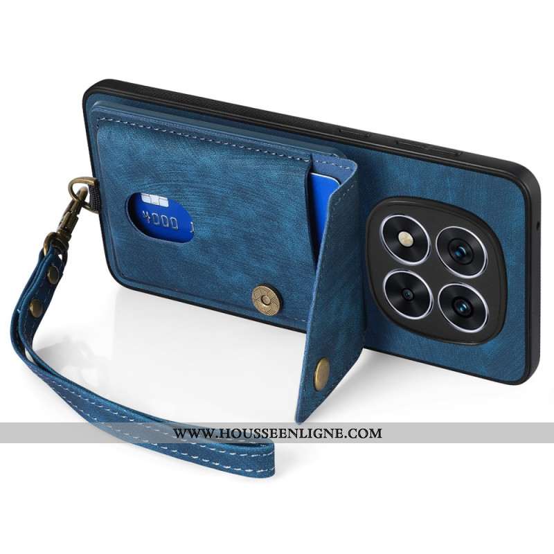 Coque Xiaomi Redmi Note 14 Pro 5G / Poco X7Effet Cuir Porte-cartes et Lanière