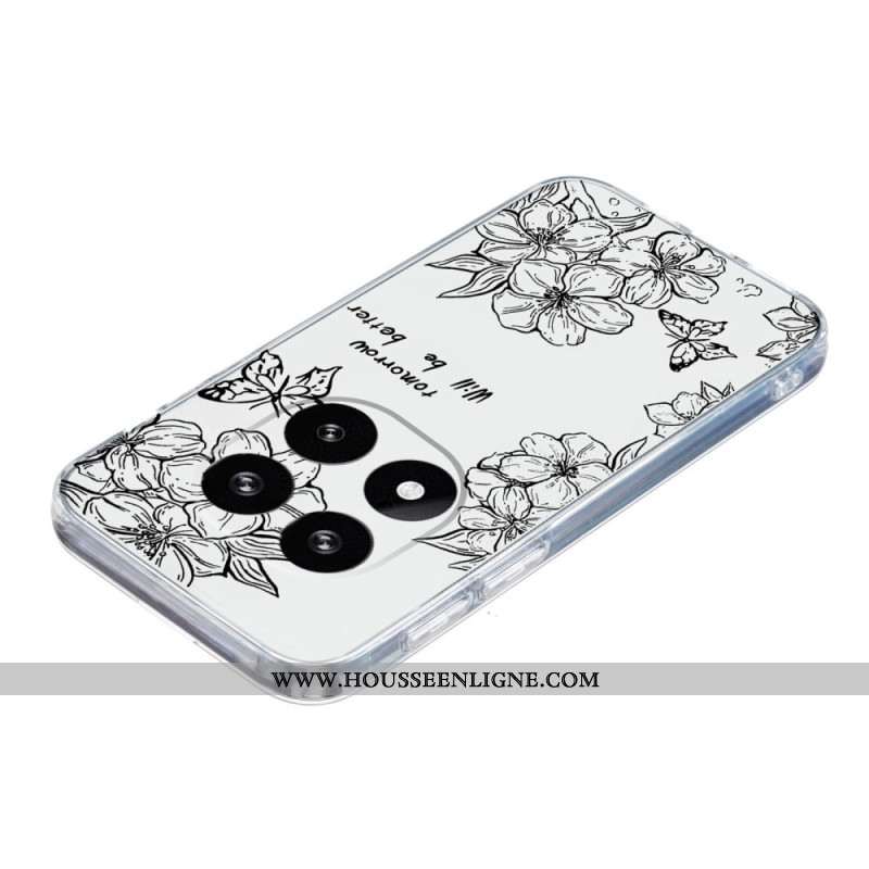 Coque Xiaomi Redmi Note 14 Pro Plus 5G Dessin Papillons et Fleurs