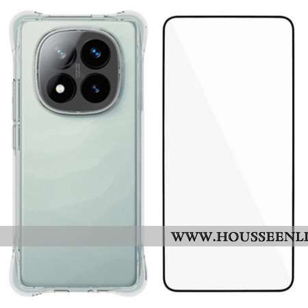 Coque Xiaomi Redmi Note 14 Pro Plus 5G Transparente Renforcée avec Protecteur Écran en Verre Trempé