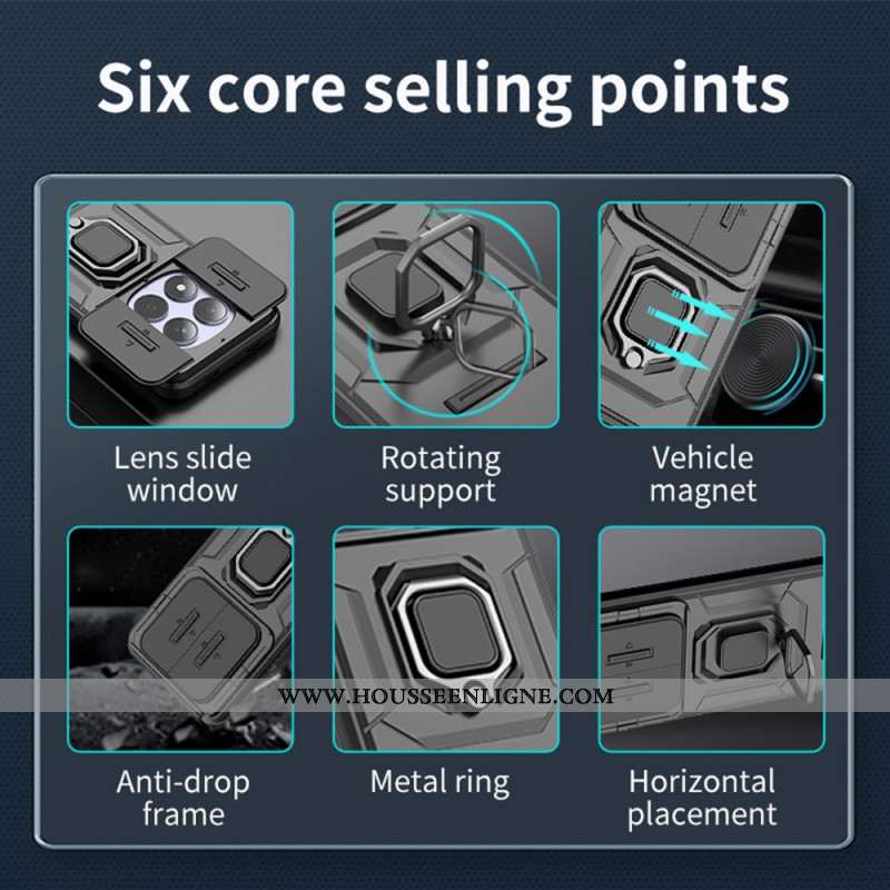 Coque Xiaomi Redmi Note 15 Pro 5G Ring Résistante avec Cache-Objectif