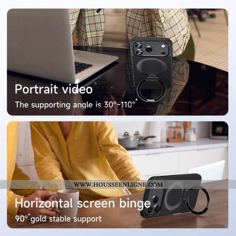 Coque iPhone 17 Compatible MagSafe Cuir avec Support