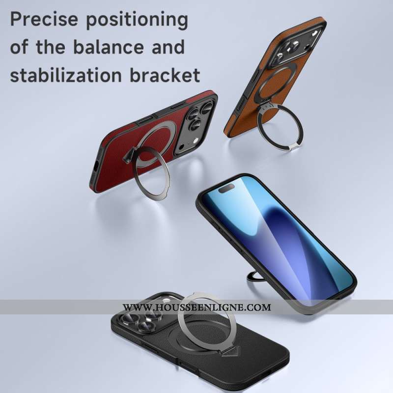 Coque iPhone 17 Compatible MagSafe Cuir avec Support