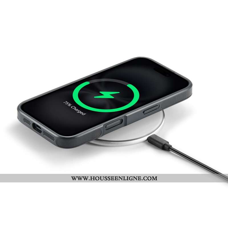 Coque iPhone 17 Compatible MagSafe Effet Cuir Premium