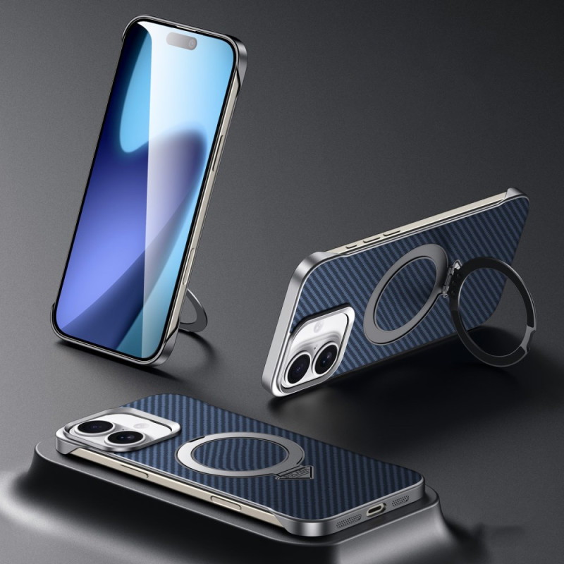 Coque iPhone 17 Compatible MagSafe Effet Cuir avec Support