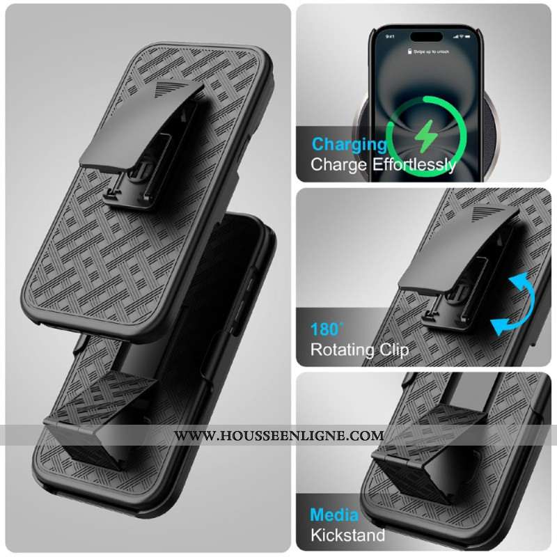 Coque iPhone 17 Coulissante avec Béquille et Clip