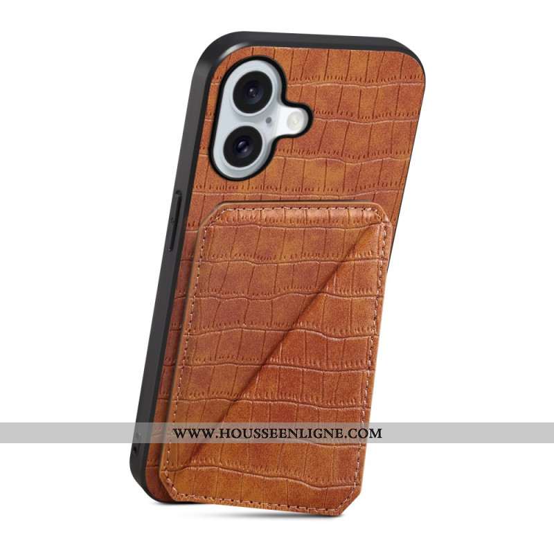 Coque iPhone 17 Porte-Cartes Effet Crocodile