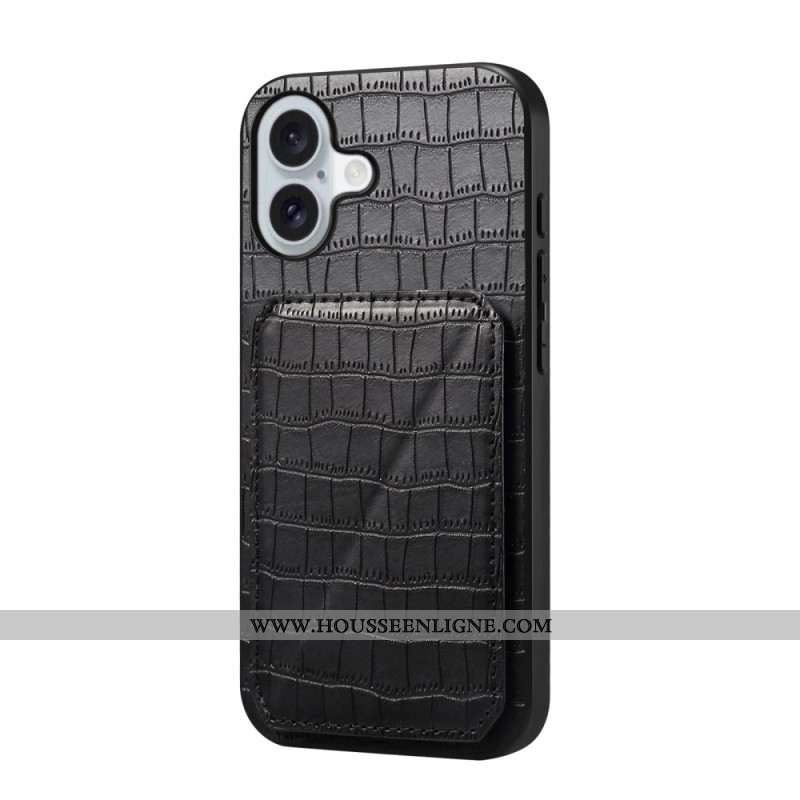 Coque iPhone 17 Porte-Cartes Effet Crocodile