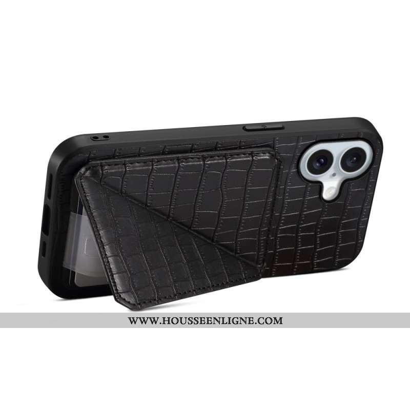 Coque iPhone 17 Porte-Cartes Effet Crocodile