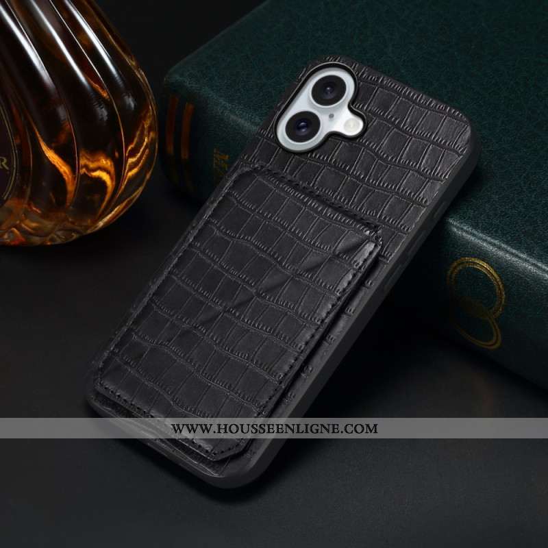 Coque iPhone 17 Porte-Cartes Effet Crocodile