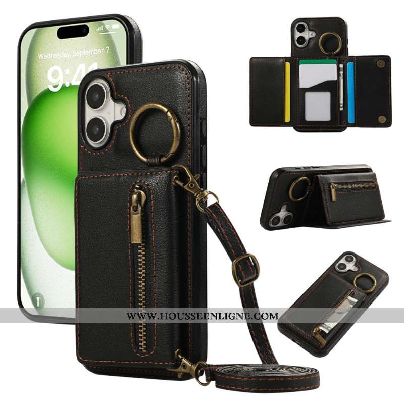 Coque iPhone 17 Portefeuille à Fermeture Éclair