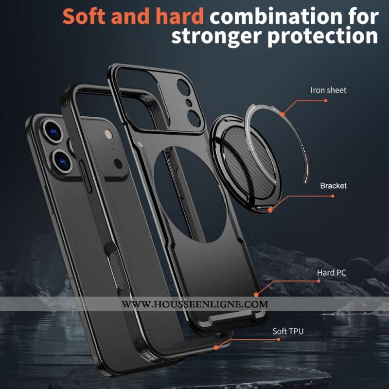 Coque iPhone 17 Pro Compatibilité MagSafe Robuste avec Anneau-Support