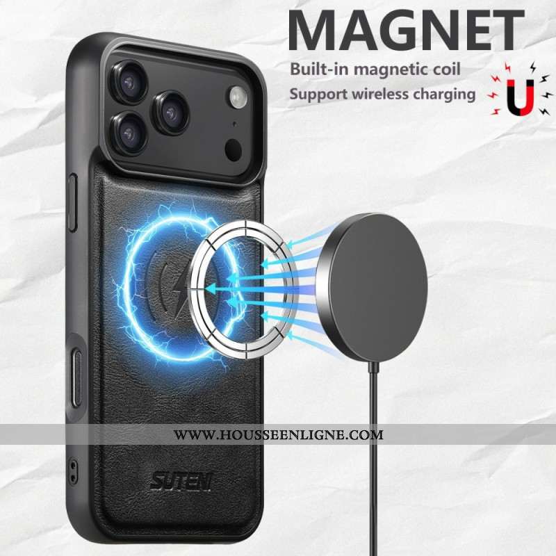 Coque iPhone 17 Pro Compatible MagSafe Effet Cuir Vintage