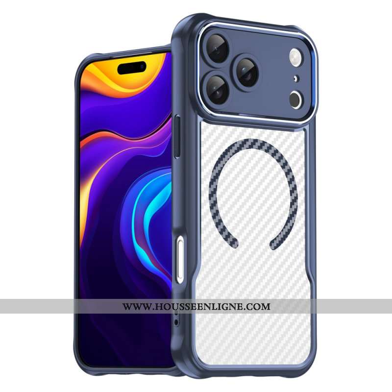 Coque iPhone 17 Pro Max Compatible MagSafe Fibre Carbone Translucide