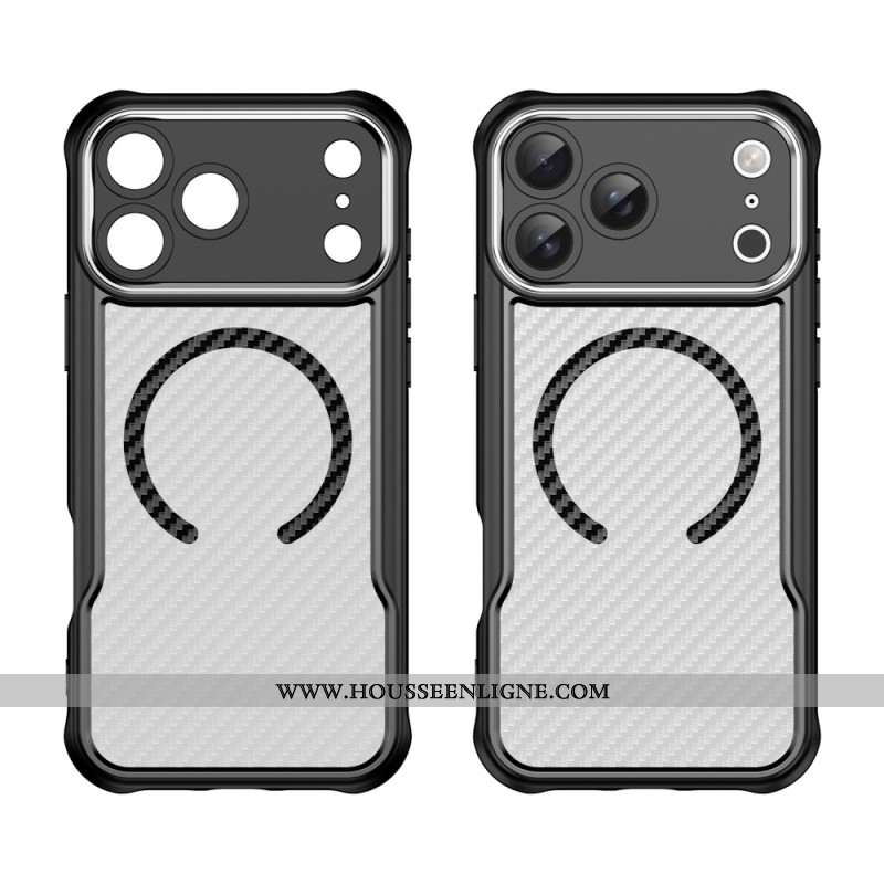 Coque iPhone 17 Pro Max Compatible MagSafe Fibre Carbone Translucide